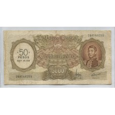 ARGENTINA COL. 555b BILLETE DE $ 50 RESELLADO LEY 18.188